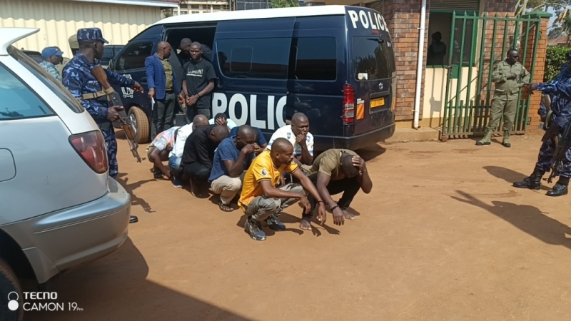 Godfery Wayengeras Mureder suspects reaching at Mukono Magstrates court. Suspects arriving at Mukono Magistrates Court